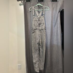 We The Free Light Gray Denim Overalls